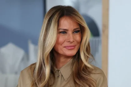 Melania Trump Visits Kids in Stylish Khaki for Early Valentine’s Day