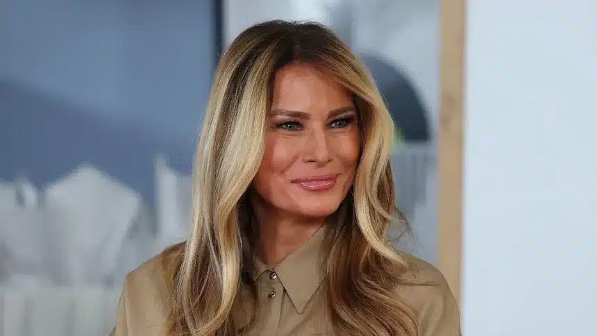 Melania Trump Visits Kids in Stylish Khaki for Early Valentine’s Day