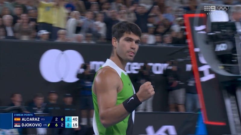 Alcaraz Breaks Djokovic Serve to Seize Lead in Men’s Final Alcaraz Breaks Djokovic Serve to Seize Lead in Men’s Final