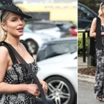 Helen Flanagan Stuns in Black-and-White Dress at Aintree Ladies Day