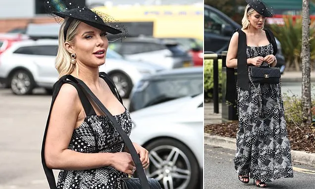 Helen Flanagan Stuns in Black-and-White Dress at Aintree Ladies Day