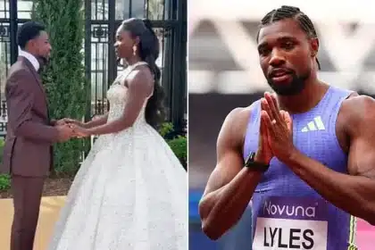 Olympic Sprinter Noah Lyles Faces Backlash Over Wife’s Wedding Dress Reaction
