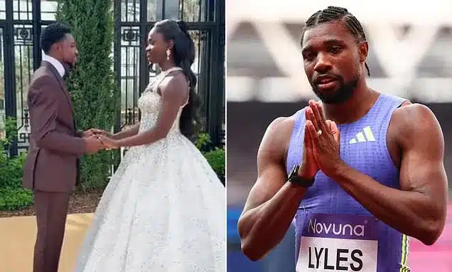 Olympic Sprinter Noah Lyles Faces Backlash Over Wife’s Wedding Dress Reaction
