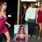 Hailey Bieber Dazzles in Red Slip Dress on NYC Dinner Date