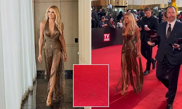 Sonia Kruger’s Gown Sheds Sequins on Logies Red Carpet