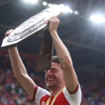 Declan Rice’s Funny Trophy Mishap After Arsenal’s Community Shield Win