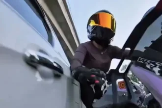 Car Collides with Motorbike in Viral Indian Footage