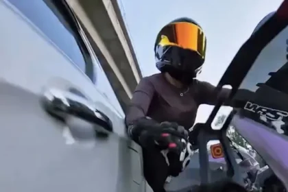Car Collides with Motorbike in Viral Indian Footage